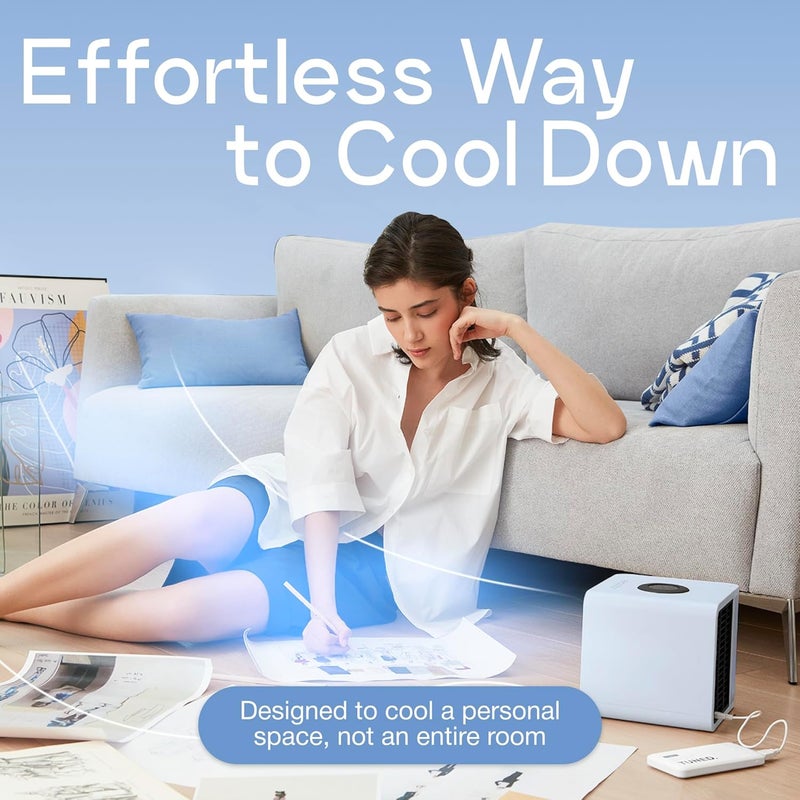 evapolar Cooling Fan for Desk and Car - Portable Evaporative Air Cooler for Camping - Small Ice Fan for Tent - Personal Air Conditioners Evalight, Blue - Image 2